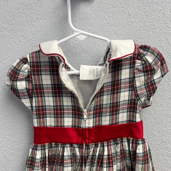 Bonnie Jean Girls 3T Red Bow Sash Plaid Gathered Ruffled Zip Back Dress, EUC - Picture 7 of 8